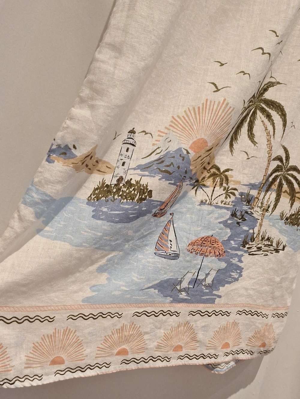 Cynthia Rowlet Beach Scene Print Linen Maxi Skirt - Picture 4 of 8